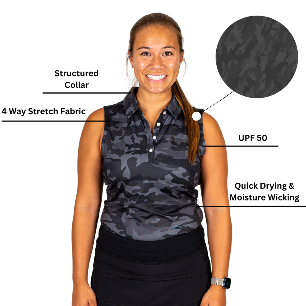 
                      
                        Black Camo Women's Polo (Sleeveless) - 2putt
                      
                    