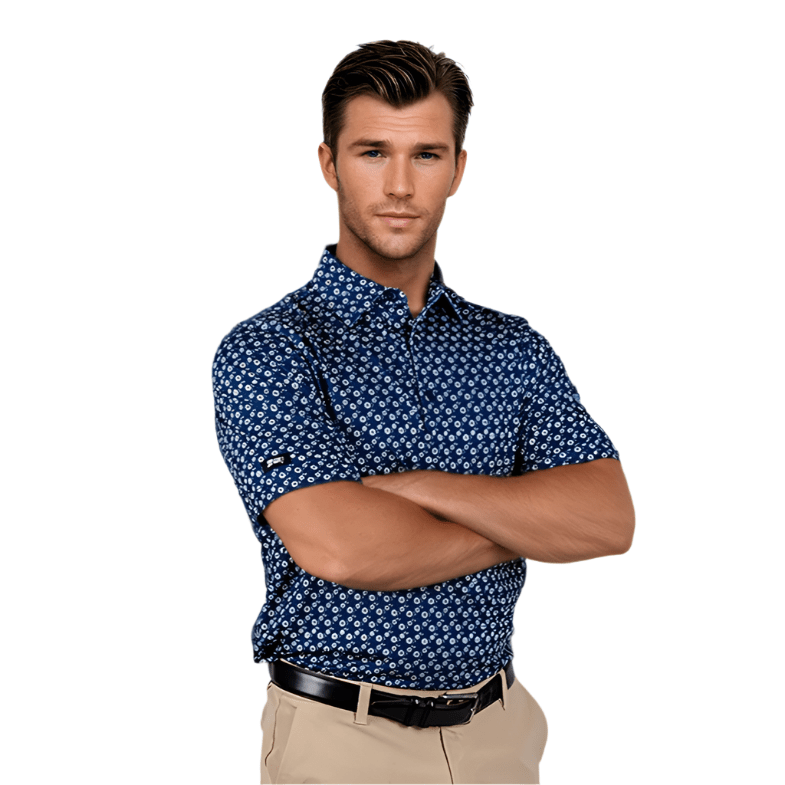 Blue Floral Men's Polo - 2putt